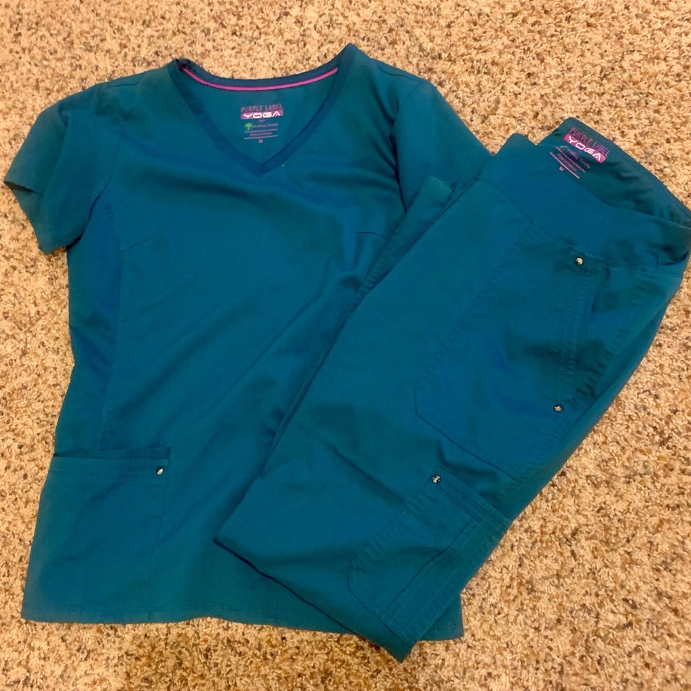 Purple label by healing hands 
Scrub set with signs of wear on pants